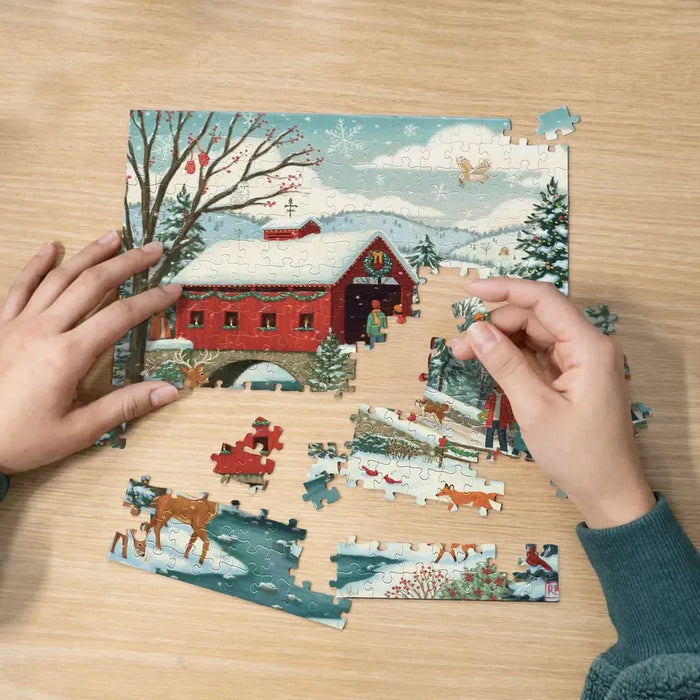 Covered Bridge Christmas 210 Piece Jigsaw Puzzle Boardwalk - for just $11.99! 