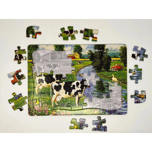 Cow Stream 35 Piece Tray Jigsaw Puzzle Cobble Hill - for just $9.99! 