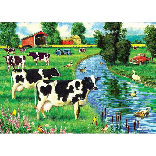 Cow Stream 35 Piece Tray Jigsaw Puzzle Cobble Hill - for just $9.99! 