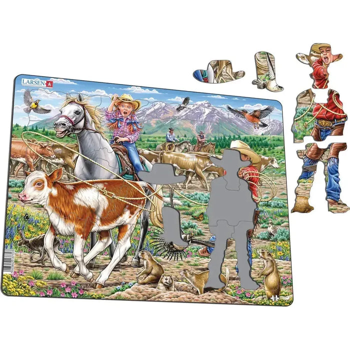 Cowgirl & Cowboy 38 Piece Tray Jigsaw Puzzle Larsen - for just $11.99! 