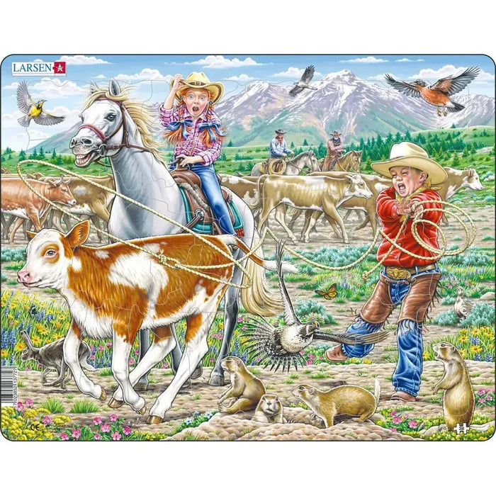 Cowgirl & Cowboy 38 Piece Tray Jigsaw Puzzle Larsen - for just $11.99! 