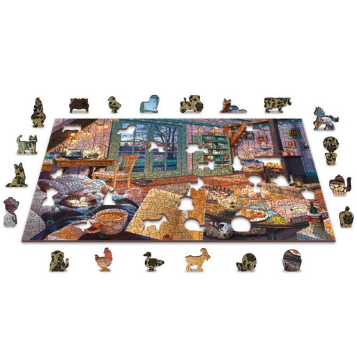 Cozy Cabin 505 Piece Wood Jigsaw Puzzle Wooden City - for just $27.99! 