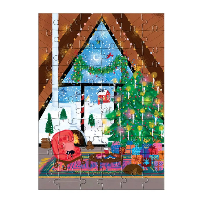 Cozy Cabin Christmas Greeting Card 60 Piece Jigsaw Puzzle Galison - for just $7.99! 