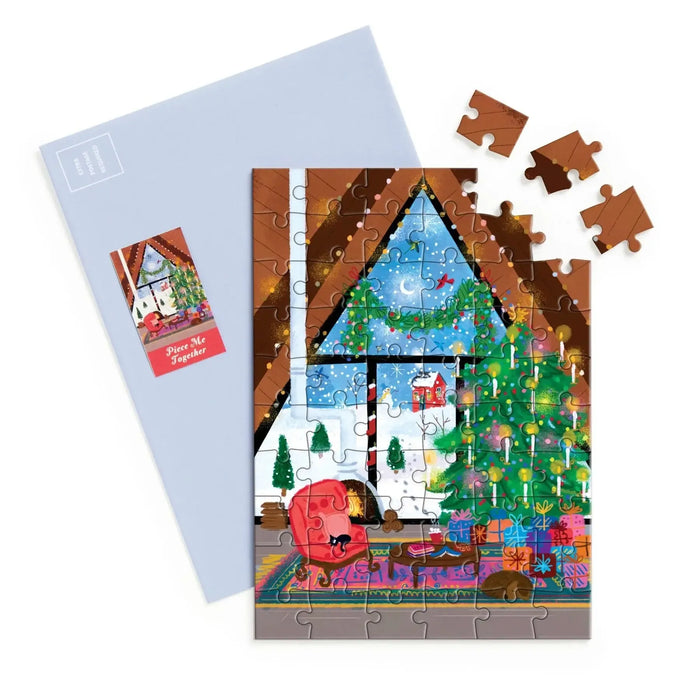 Cozy Cabin Christmas Greeting Card 60 Piece Jigsaw Puzzle Galison - for just $7.99! 
