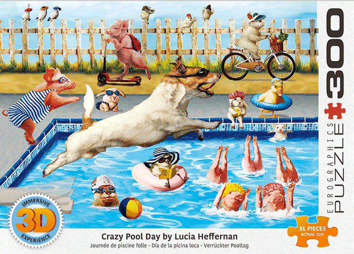 Crazy Pool Day 300 Large Piece 3D Lenticular Jigsaw Puzzle Eurographics - for just $23.99! 