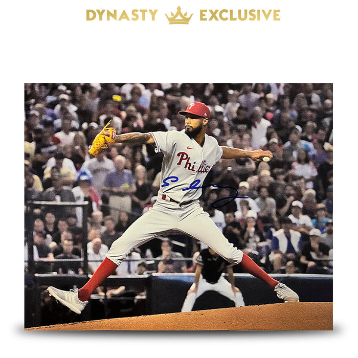 Cristopher Sanchez in Action Autographed Philadelphia Phillies 11" x 14" Baseball Photo - for just $79.99! 