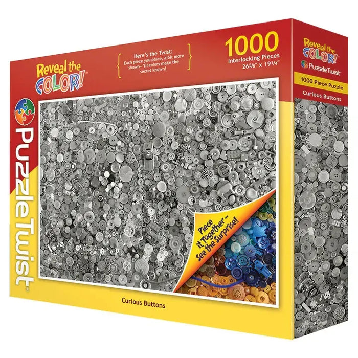 Curious Buttons "Reveal the Color" 1000 Piece Jigsaw Puzzle PuzzleTwist - for just $25.99! 