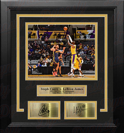LeBron James v Steph Curry Game-Winning Shot 2021 Play-In 8x10 Framed Photo with Engraved Autographs - for just $79.99! 