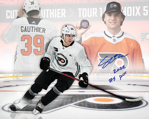 Cutter Gauthier Philadelphia Flyers Autographed 11x14 Draft Hockey Collage Photo Inscribed #5 Pick - for just $20! 