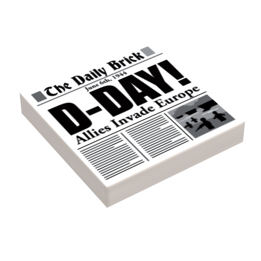 D-Day WW2 Newspaper (2x2 Tile) (LEGO) - Premium Custom Printed - Just $1.50! Shop now at Retro Gaming of Denver
