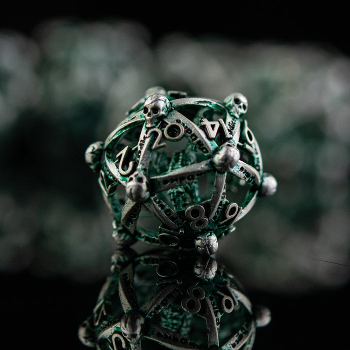 Draco Immortui Hollow Metal Dice Set - Green and Silver - Just $59.99! Shop now at Retro Gaming of Denver