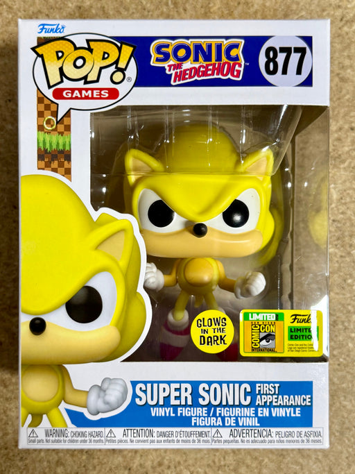 Funko Pop! Games Glow Super Sonic First Appearance #877 SDCC 2022 Official Sticker Con Exclusive - for just $120! 