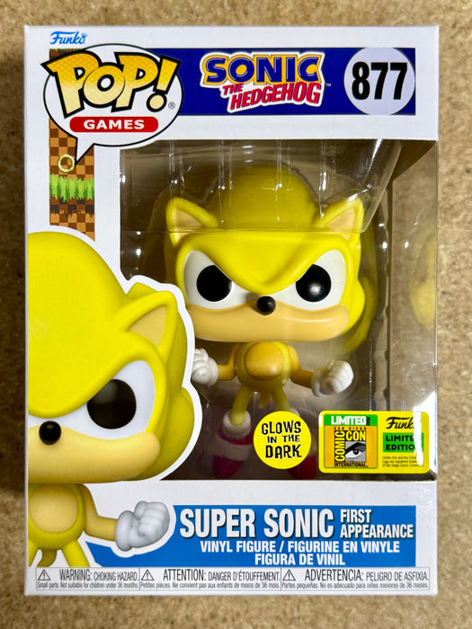 Funko Pop! Games Glow Super Sonic First Appearance #877 SDCC 2022 Official Sticker Con Exclusive - for just $120! 