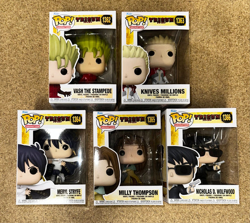 Funko Pop! Vash, Knives Millions, Wolfwood, Milly, Meryl Trigun 2023 Set Of 5 - for just $50! 