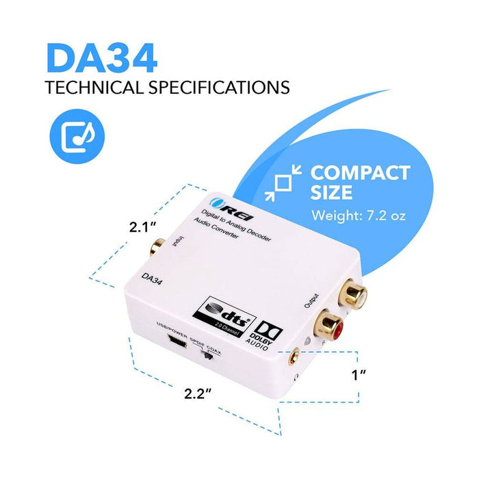 Dolby Digital to Analog Audio Converter Decoder -SPDIF/Coaxial Input to RCA Output (DA34) - Just $54.99! Shop now at Retro Gaming of Denver