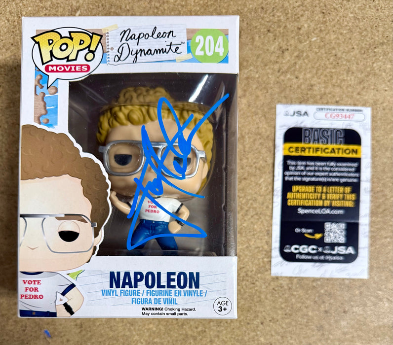 Jon Heder Signed Napoleon Dynamite Vaulted Funko Pop! #204 With JSA COA - for just $350! 