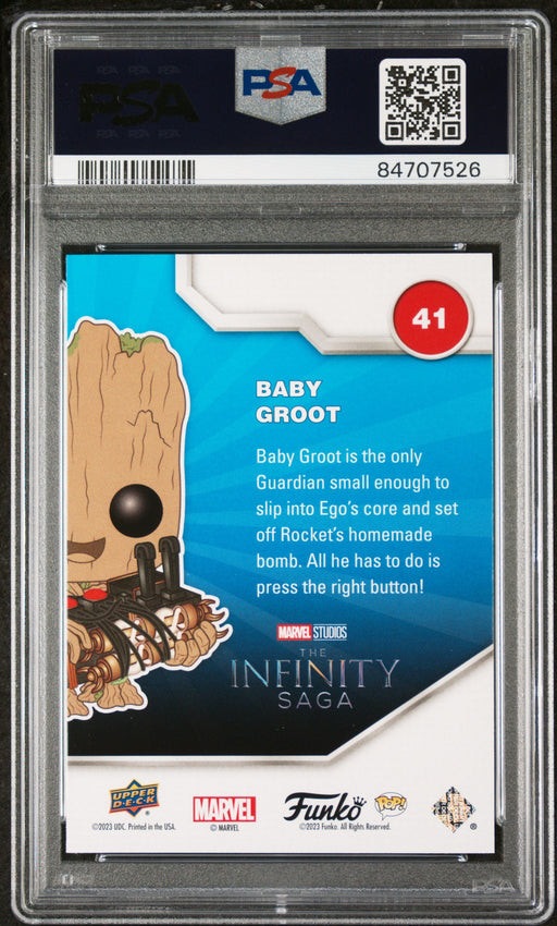 2023 UPPER DECK FUNKO POP MARVEL  BABY GROOT PLATINUM #41  PSA 10 - for just $54! 