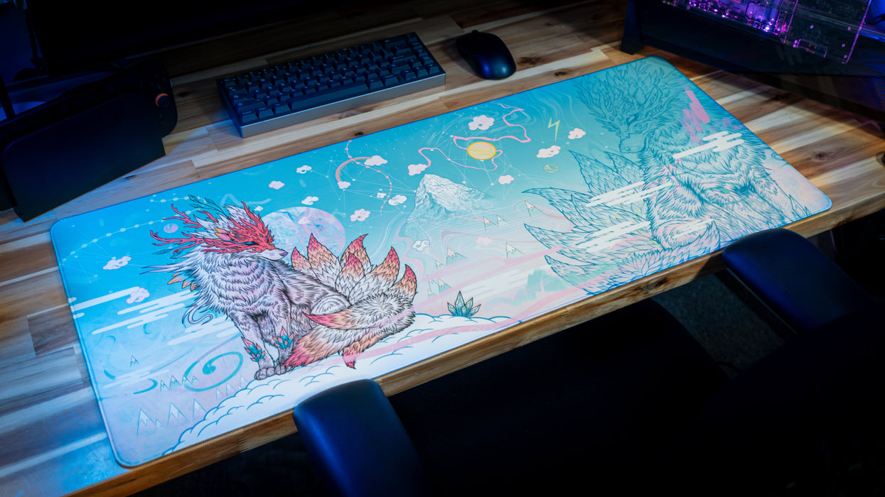 "Snowveil Kitsune" — Epic Desk Originals Deskmat - for just $49.95! 