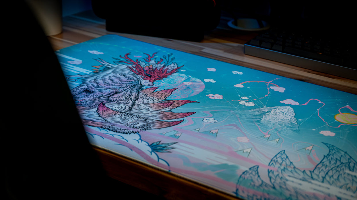 "Snowveil Kitsune" — Epic Desk Originals Deskmat - for just $49.95! 