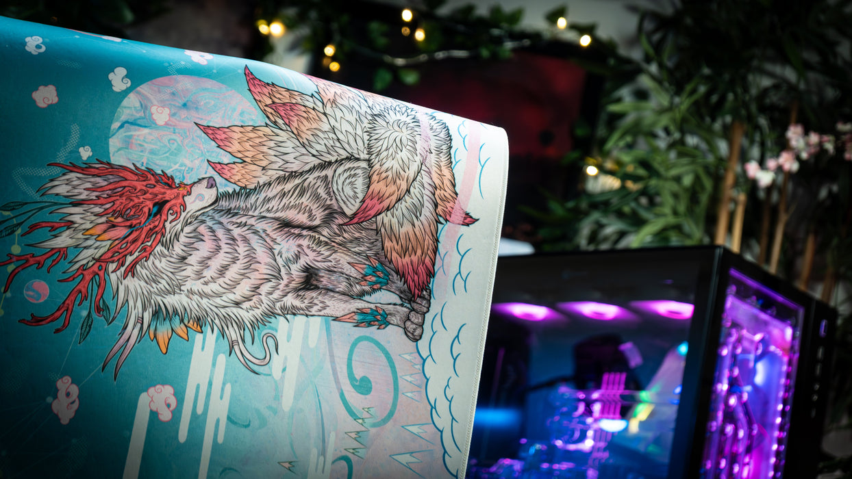 "Snowveil Kitsune" — Epic Desk Originals Deskmat - for just $49.95! 