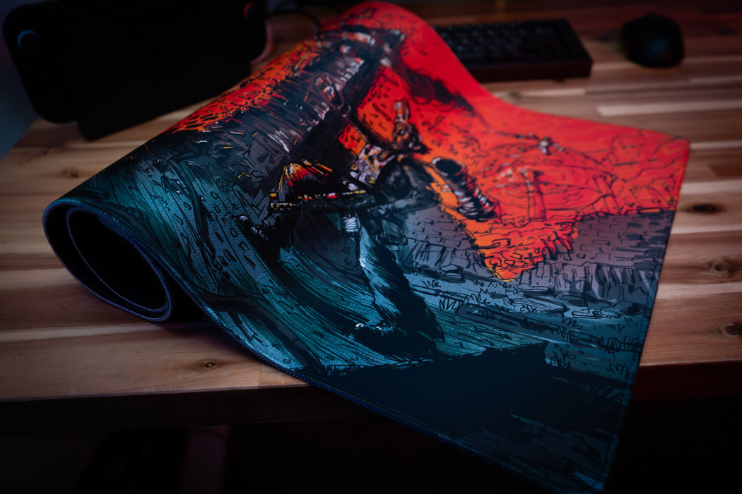 "Sunburst" — Rust Deskmat - for just $49.95! 