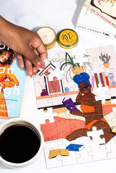 Reading & Relaxing | 48 Piece Puzzle & Candle Gift Set - for just $28! 