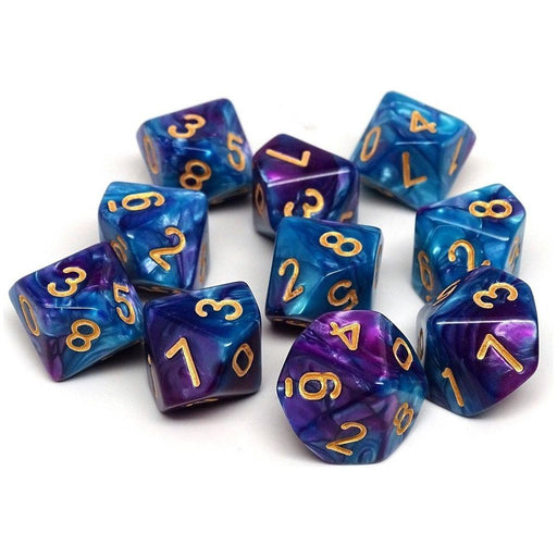D10 Pack - Ten Count Pack of Turquoise and Magenta Swirl 10 Sided Dice - Premium Bulk Dice - Just $7.95! Shop now at Retro Gaming of Denver