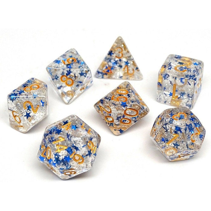 Translucent Starburst with Gold Numbering Dice Collection - 7 Piece Set - Premium 7 Piece Set - Just $12.95! Shop now at Retro Gaming of Denver