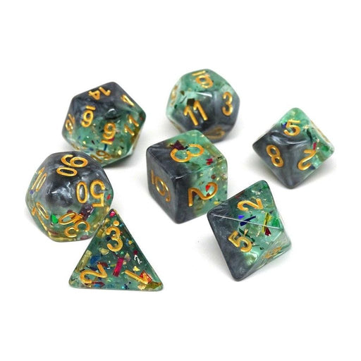 Marble with Green Glitter - Gold Font - 7 Piece Set - Premium 7 Piece Set - Just $13.95! Shop now at Retro Gaming of Denver