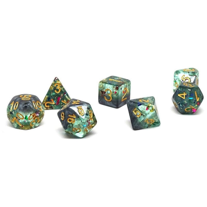 Marble with Green Glitter - Gold Font - 7 Piece Set - Premium 7 Piece Set - Just $13.95! Shop now at Retro Gaming of Denver