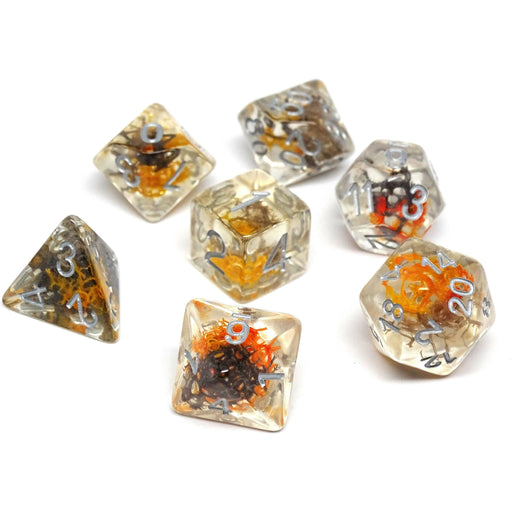 Translucent Neuron Brown and Amber Dice Collection - 7 Piece Set - Premium 7 Piece Set - Just $13.95! Shop now at Retro Gaming of Denver