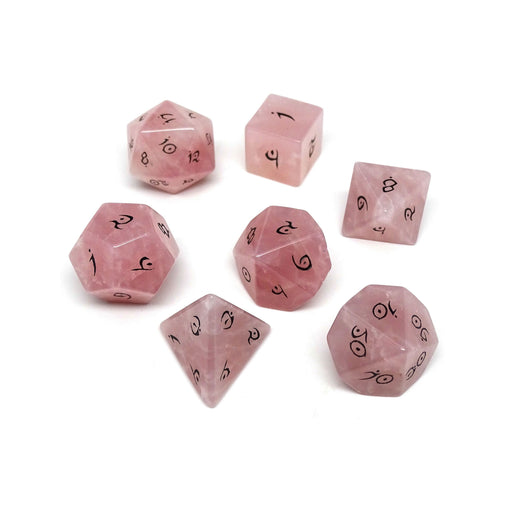 Stone Dice Collection - Rose Quartz - Elvenkind Font - Premium  - Just $79.95! Shop now at Retro Gaming of Denver
