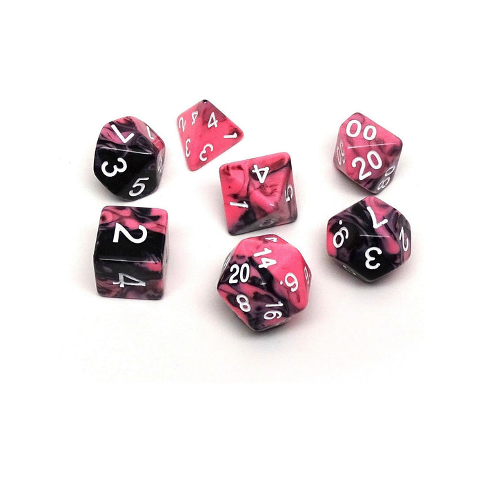 Pink and Black Marble Dice Collection - 7 Piece Set - Premium 7 Piece Set - Just $9.95! Shop now at Retro Gaming of Denver