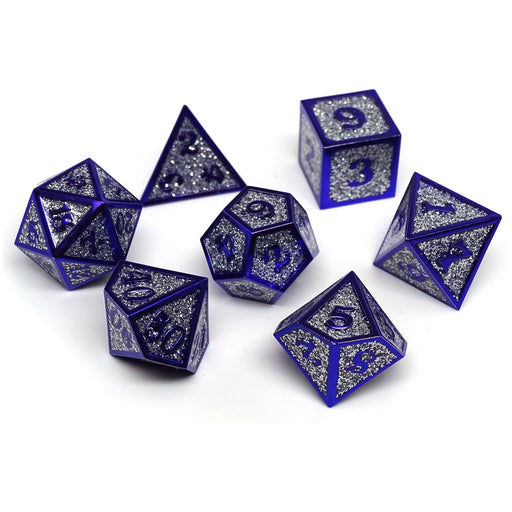Heroic Dice of Metallic Luster - Silver with Purple Font - Premium  - Just $29.95! Shop now at Retro Gaming of Denver