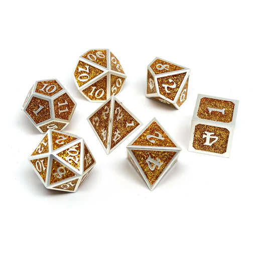 Heroic Dice of Metallic Luster - Gold with Silver Font - Premium  - Just $29.95! Shop now at Retro Gaming of Denver
