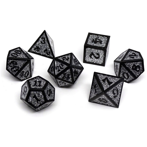 Heroic Dice of Metallic Luster -  Silver with Black Font - Premium  - Just $29.95! Shop now at Retro Gaming of Denver