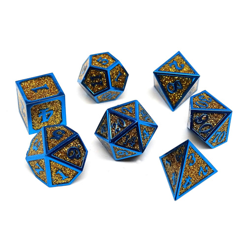 Heroic Dice of Metallic Luster - Gold with Blue Font - Premium  - Just $29.95! Shop now at Retro Gaming of Denver