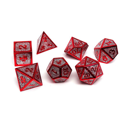 Heroic Dice of Metallic Luster -  Silver with Red Font - Premium  - Just $29.95! Shop now at Retro Gaming of Denver
