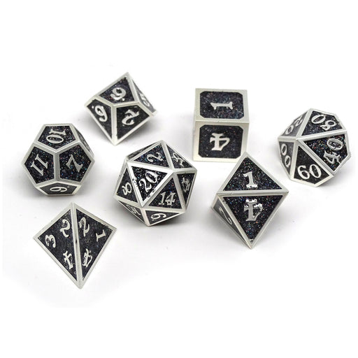 Heroic Dice of Metallic Luster -  Black with Silver Font - Premium  - Just $29.95! Shop now at Retro Gaming of Denver