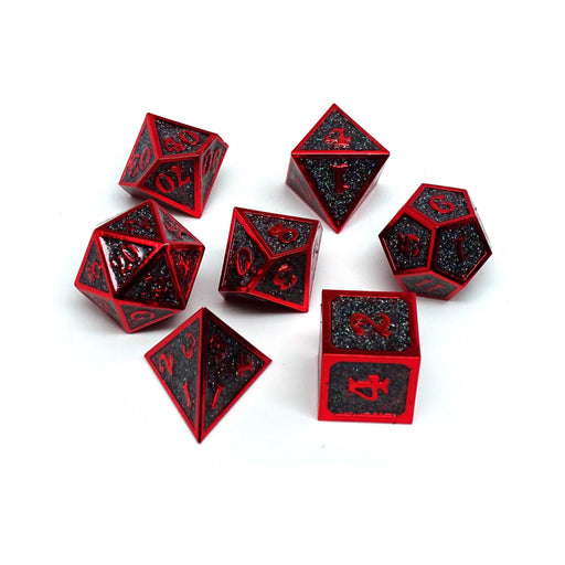 Heroic Dice of Metallic Luster - Black with Red Font - Premium  - Just $29.95! Shop now at Retro Gaming of Denver