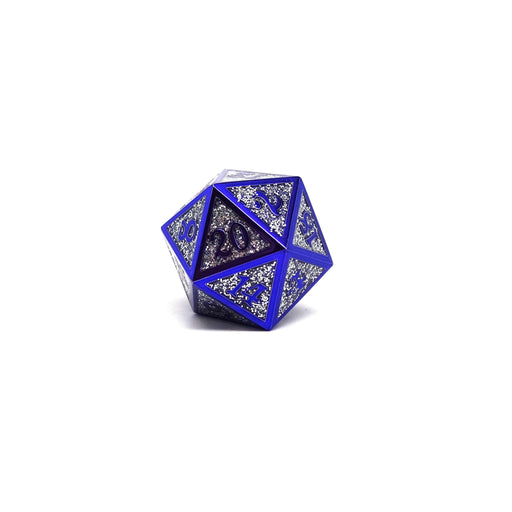 Heroic Dice of Metallic Luster - Single D20 Dice - Silver with Purple Font - Premium  - Just $9.95! Shop now at Retro Gaming of Denver