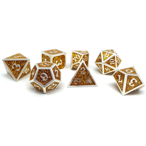 Heroic Dice of Metallic Luster - Gold with Silver Font - Premium  - Just $29.95! Shop now at Retro Gaming of Denver
