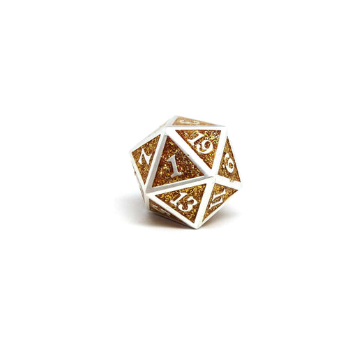Heroic Dice of Metallic Luster - Single D20 Dice - Gold with Silver Font - Premium  - Just $9.95! Shop now at Retro Gaming of Denver