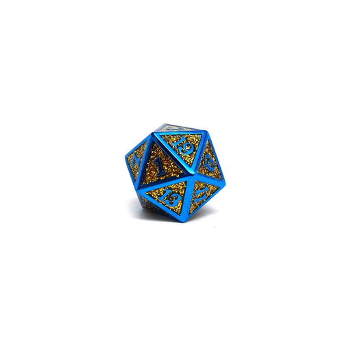 Heroic Dice of Metallic Luster - Single D20 Dice - Gold with Blue Font - Premium  - Just $9.95! Shop now at Retro Gaming of Denver
