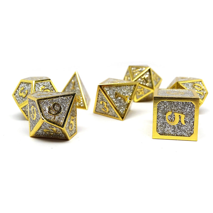 Heroic Dice of Metallic Luster - Silver with Gold Font - Premium  - Just $29.95! Shop now at Retro Gaming of Denver