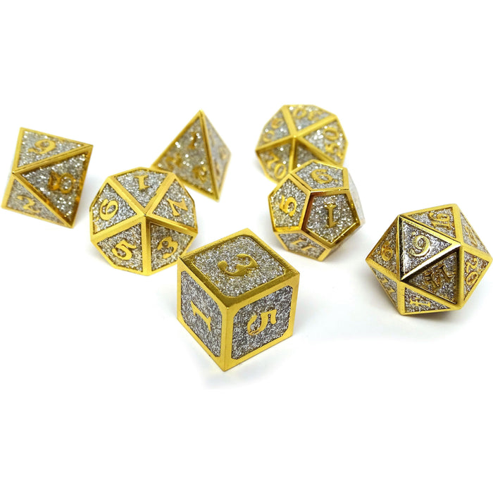 Heroic Dice of Metallic Luster - Silver with Gold Font - Premium  - Just $29.95! Shop now at Retro Gaming of Denver