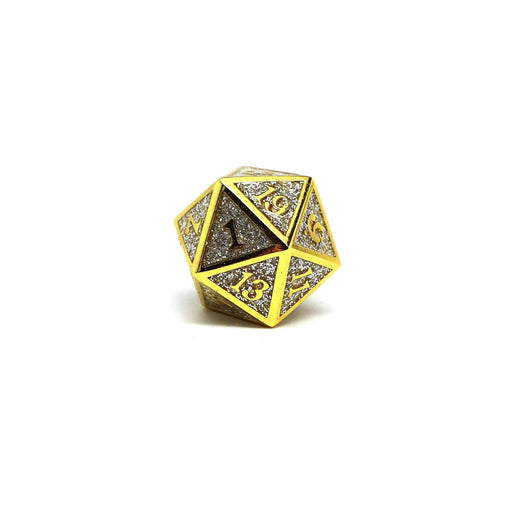 Heroic Dice of Metallic Luster - Single D20 Dice - Silver with Gold Font - Premium  - Just $9.95! Shop now at Retro Gaming of Denver