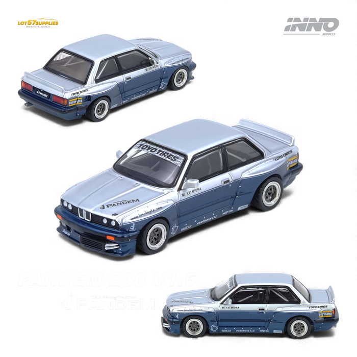 (Pre-Order) INNO64 Pandem E30 M3 Silver/Blue 1:64 - for just $29.99! 