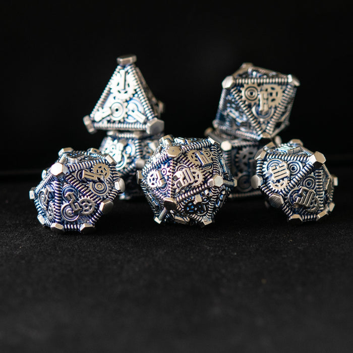 Blue and Silver - Weird West Wasteland Metal Dice Set - Just $39.99! Shop now at Retro Gaming of Denver