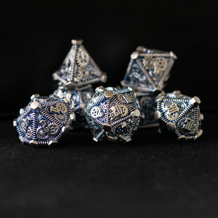 Blue and Silver - Weird West Wasteland Metal Dice Set - Just $39.99! Shop now at Retro Gaming of Denver